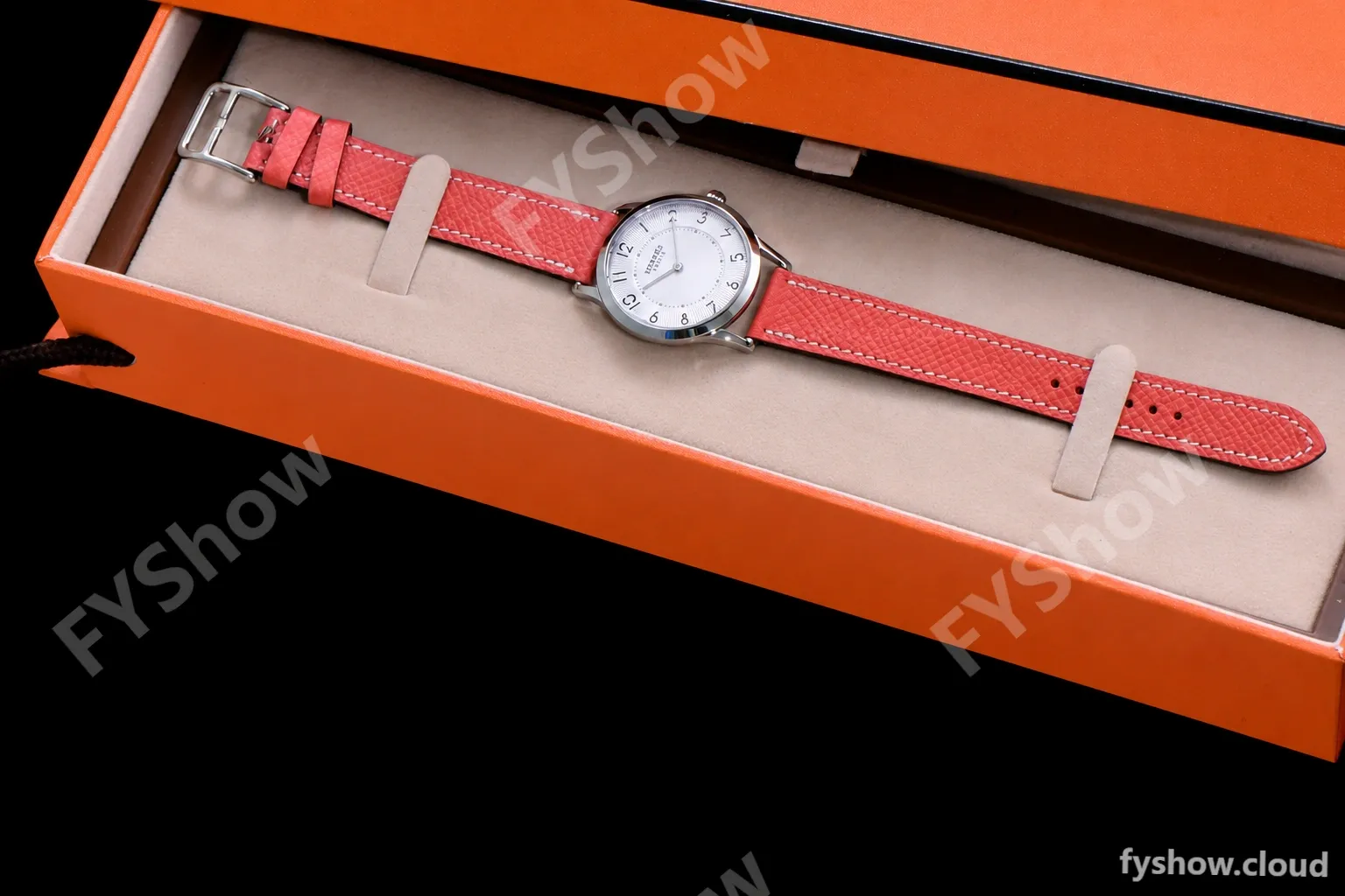 Hermes Slim D Series SS/LE BVF Wht/Red Quartz