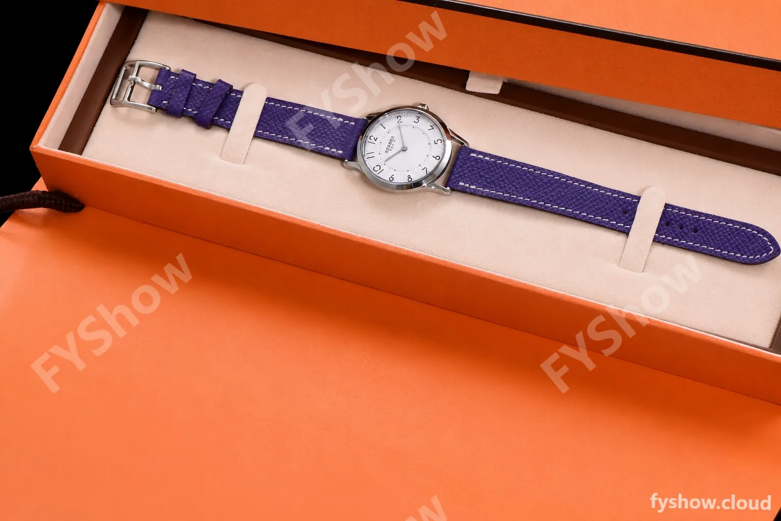 Hermes Slim D Series SS/LE BVF Wht/Per Quartz - Image 2