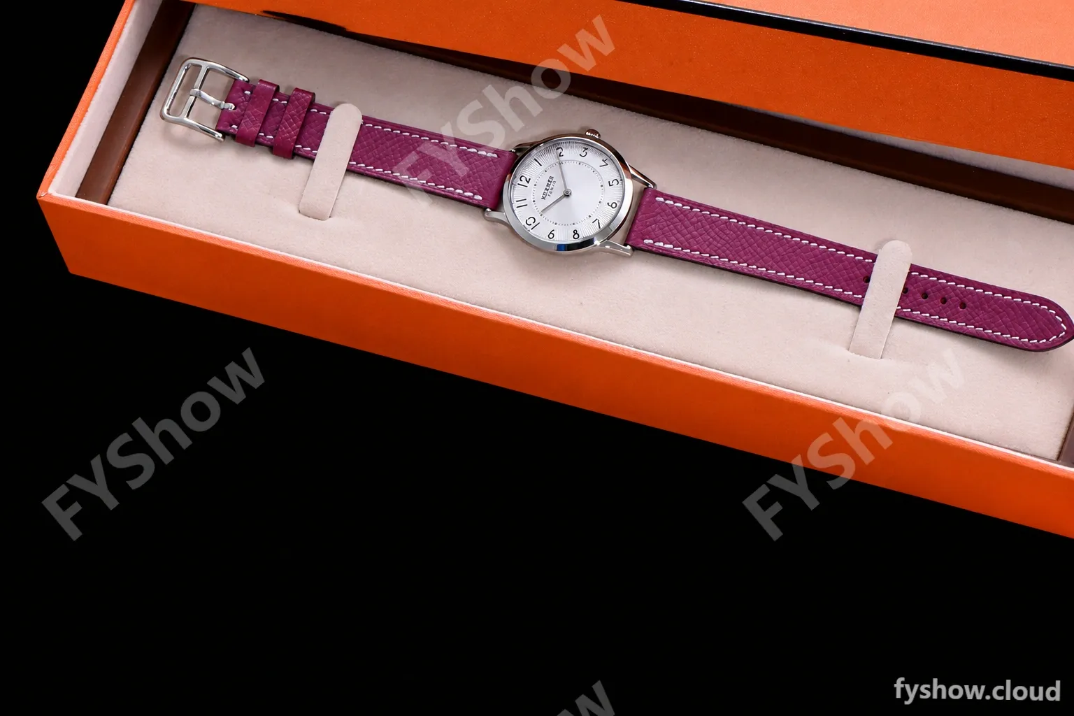 Hermes Slim D Series SS/LE BVF Wht/Red Quartz