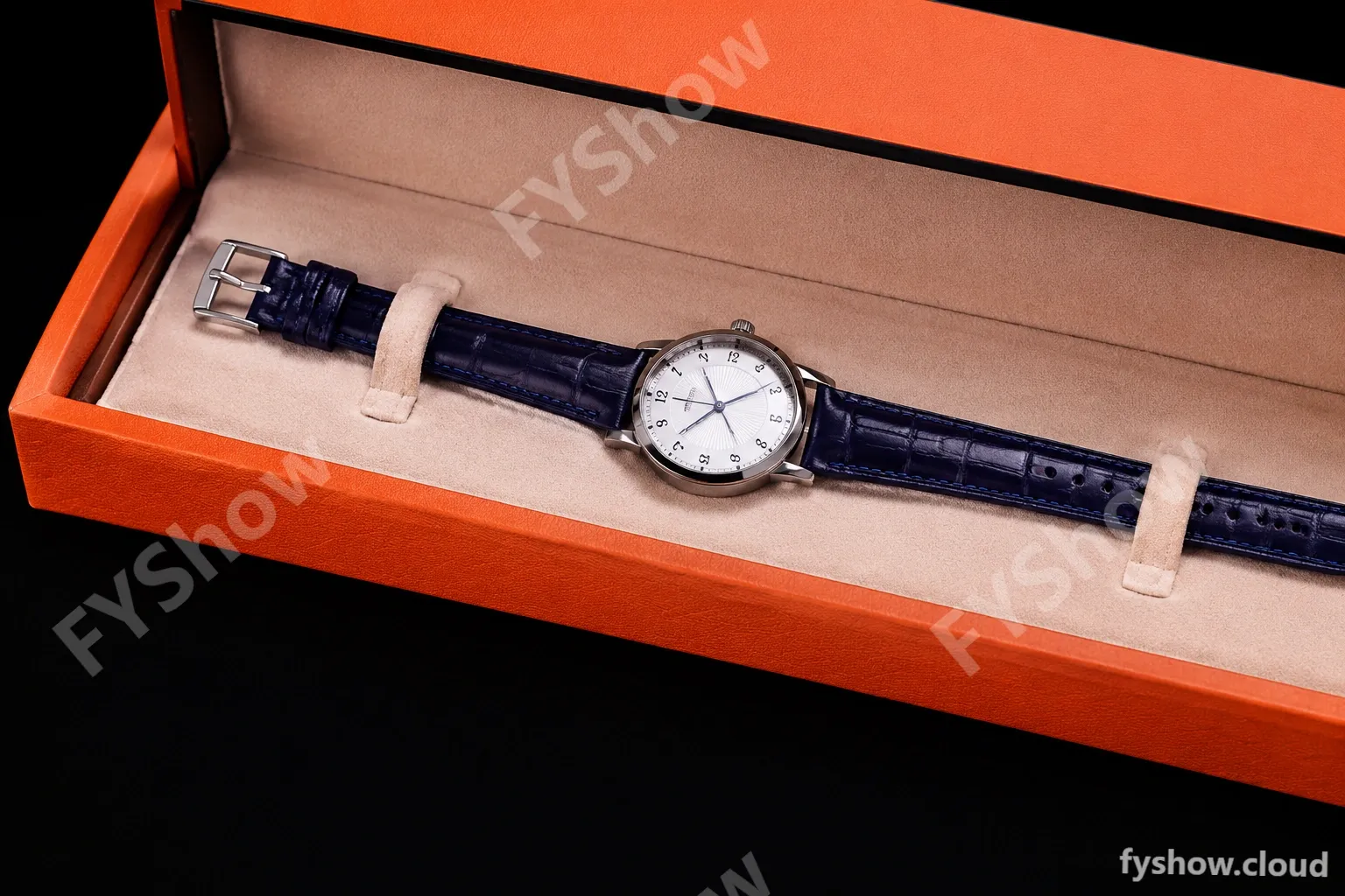 Hermes Slim D Series SS/LE BVF Wht/Per Quartz