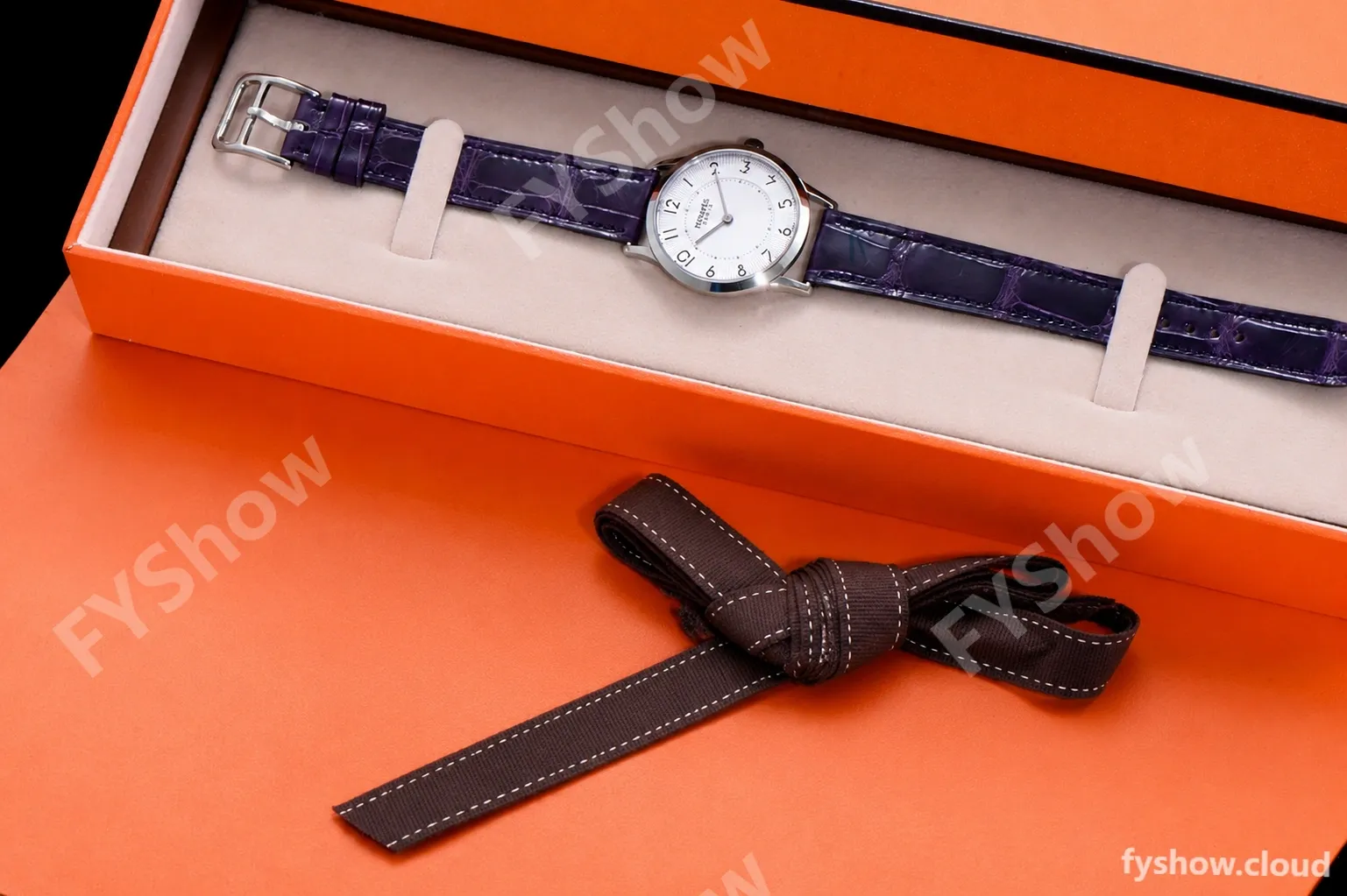 Hermes Slim D Series SS/LE BVF Wht/Per Quartz - Image 2
