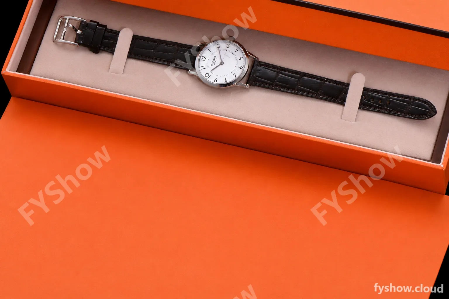 Hermes Slim D Series SS/LE BVF Wht/Blk Quartz - Image 2