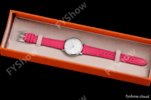 Hermes Slim D Series SS/LE BVF Wht/Pin Diams Quartz