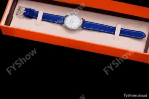 Hermes Slim D Series SS/LE BVF Wht/Blu Diams Quartz
