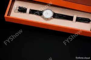 Hermes Slim D Series SS/LE BVF Wht/Blk Diams Quartz