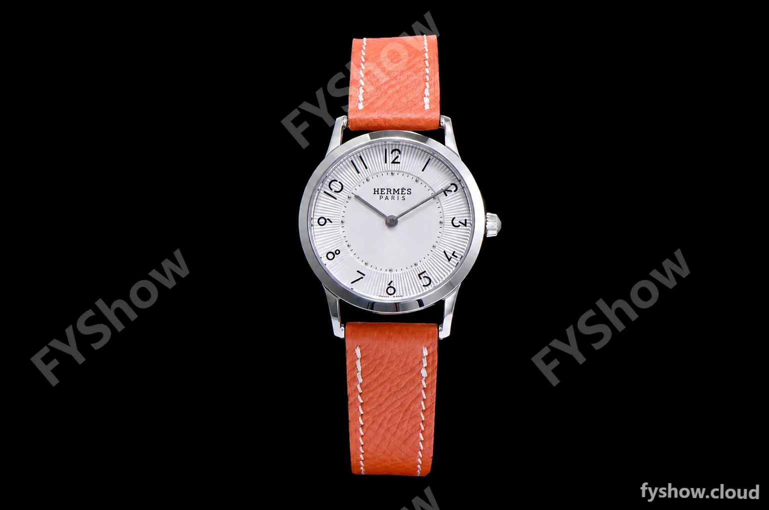 Hermes Slim D Series SS/LE BVF Wht/Bro Quartz - Image 3