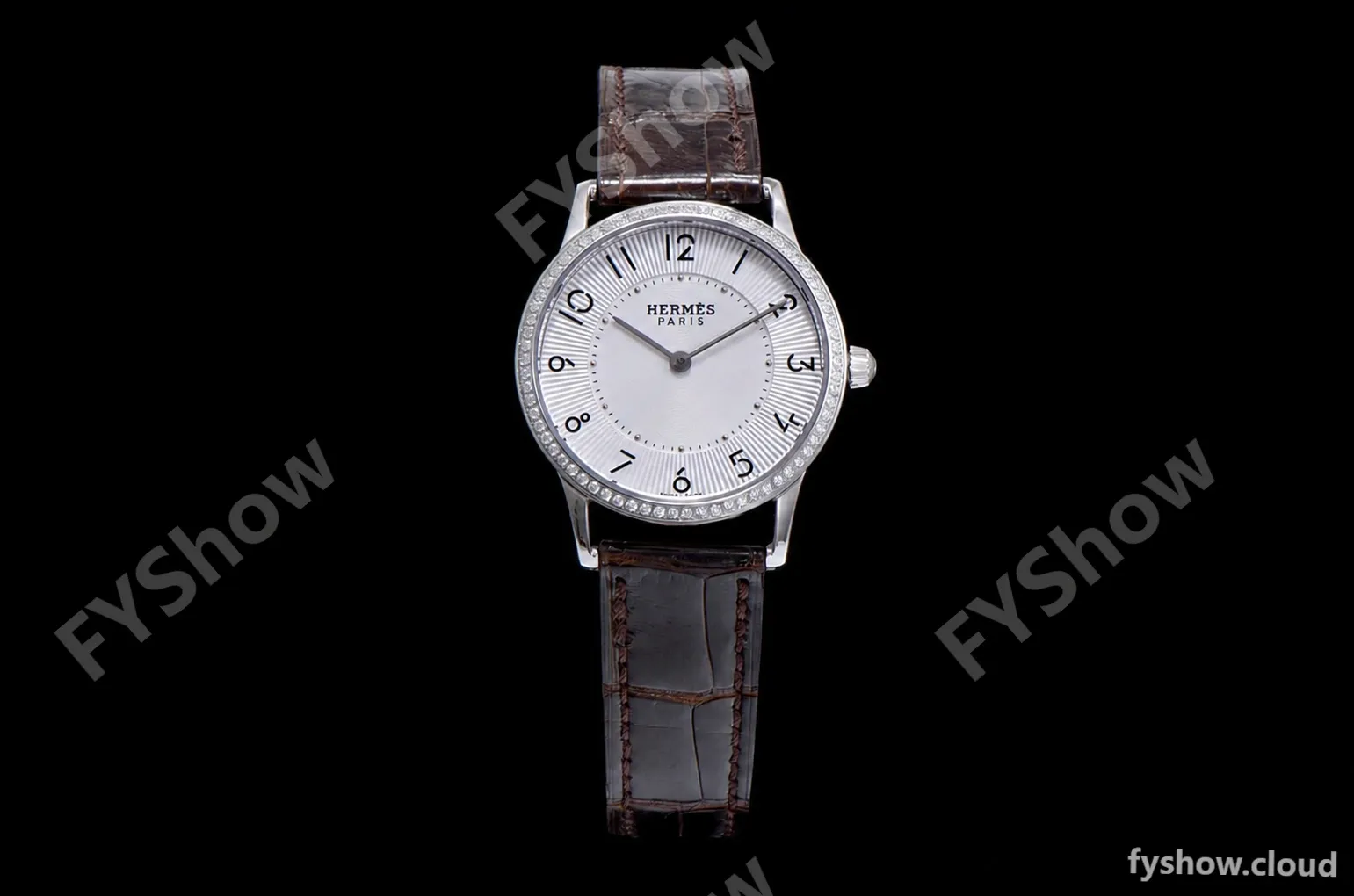 Hermes Slim D Series SS/LE BVF Wht/Bro Diams Quartz - Image 2