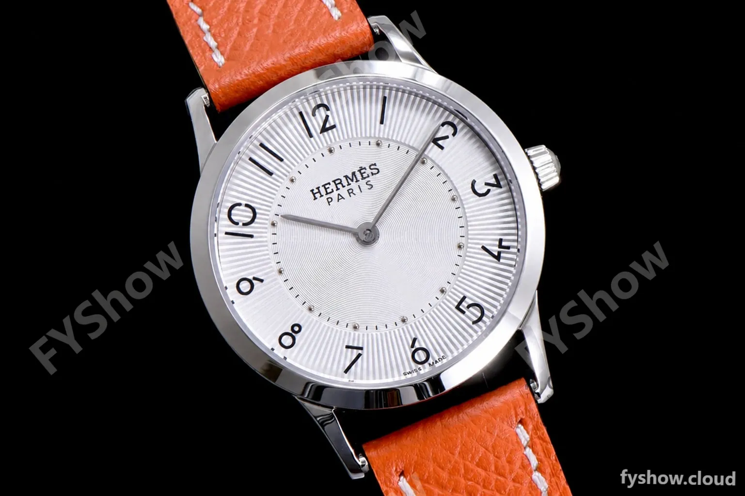 Hermes Slim D Series SS/LE BVF Wht/Bro Quartz - Image 4