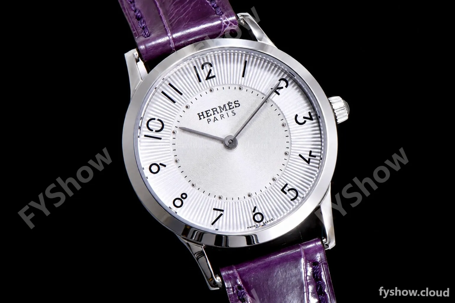 Hermes Slim D Series SS/LE BVF Wht/Per Quartz - Image 4