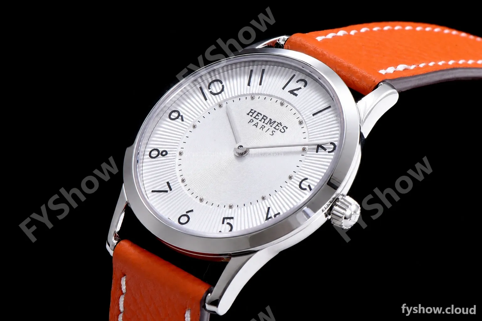 Hermes Slim D Series SS/LE BVF Wht/Bro Quartz - Image 5
