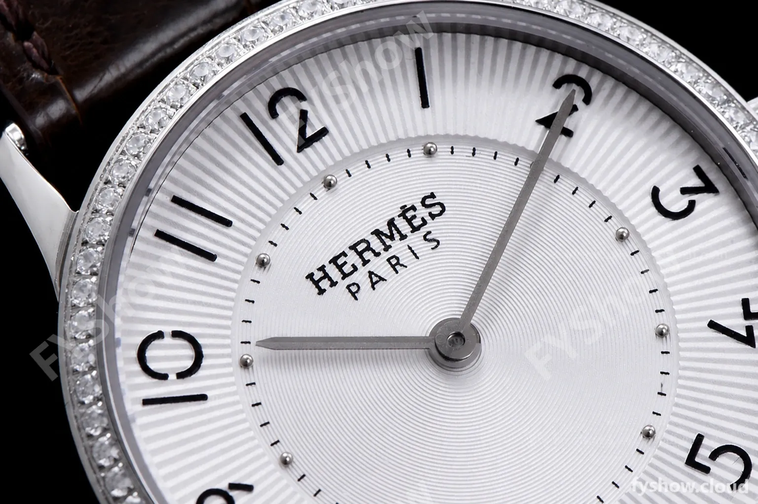 Hermes Slim D Series SS/LE BVF Wht/Bro Diams Quartz - Image 5