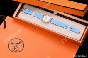 Hermes Slim D Series RG/LE BVF Wht/Blu Diams Quartz