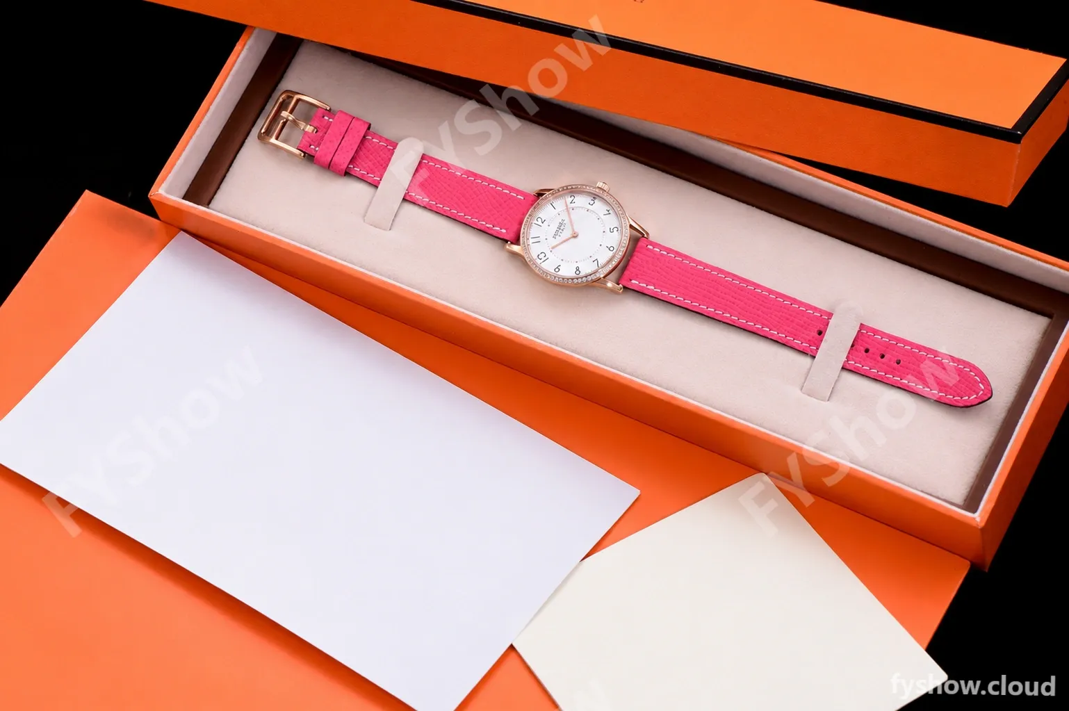 Hermes Slim D Series RG/LE BVF Wht/Pin Diams Quartz - Image 2