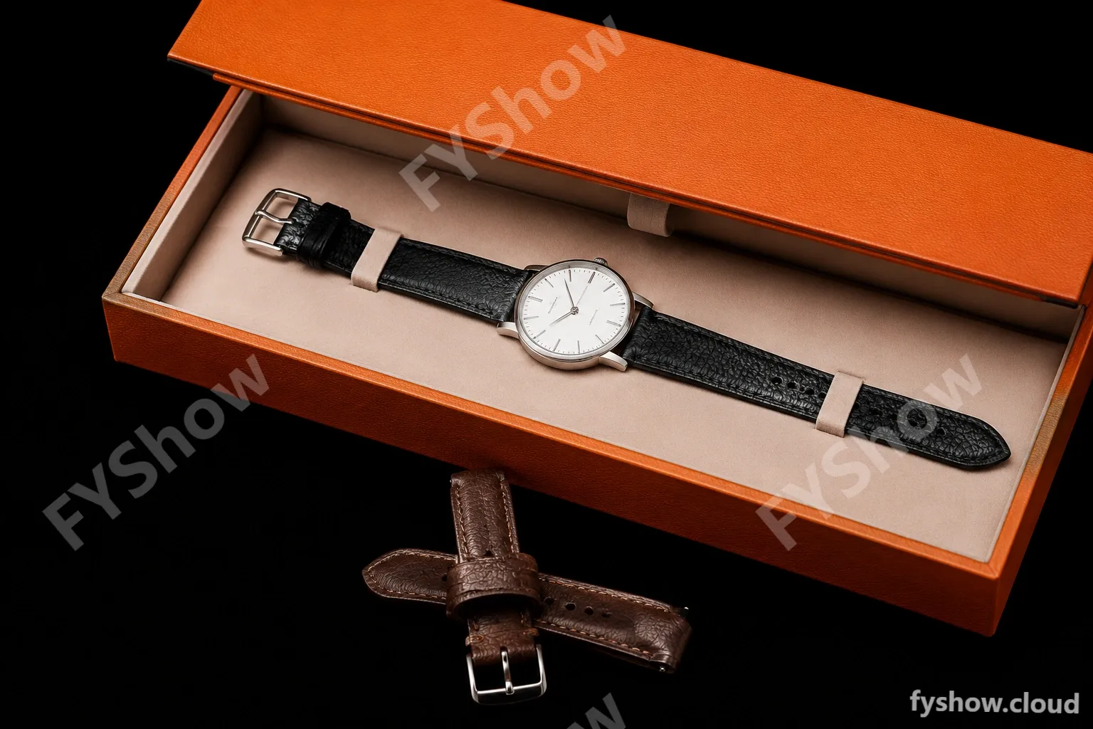 Hermes Slim D Series RG/LE BVF Wht/Blk Diams Quartz