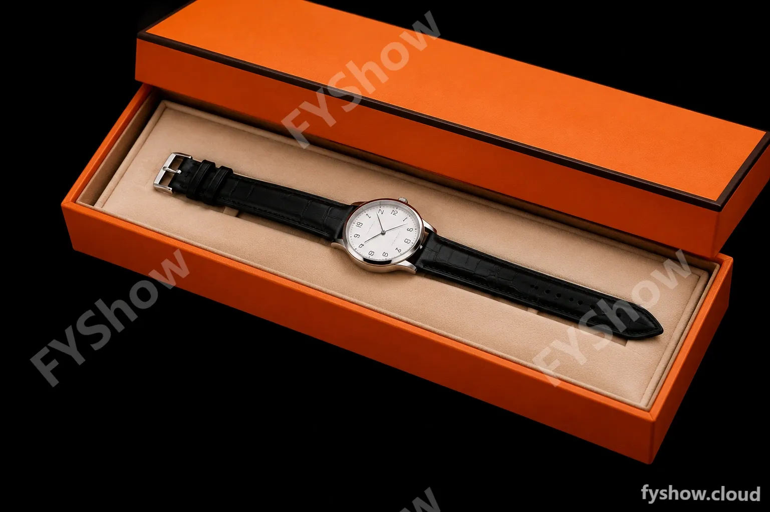 Hermes Slim D Series RG/LE BVF Wht/Blk Diams Quartz