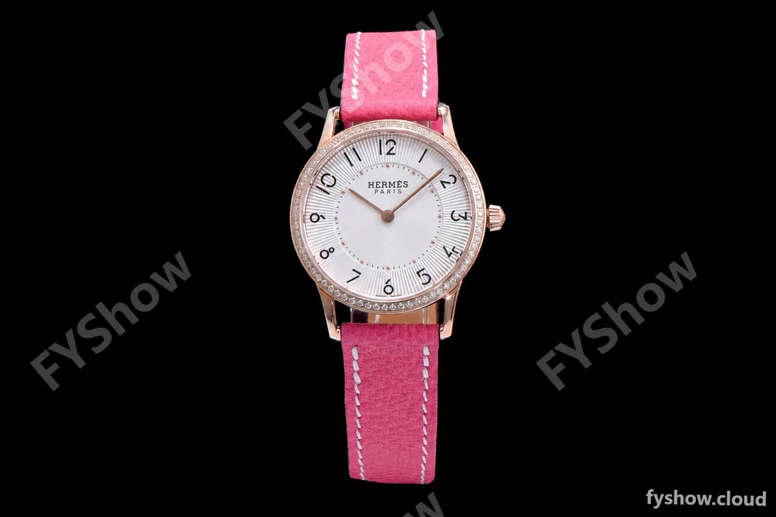 Hermes Slim D Series RG/LE BVF Wht/Pin Diams Quartz - Image 3
