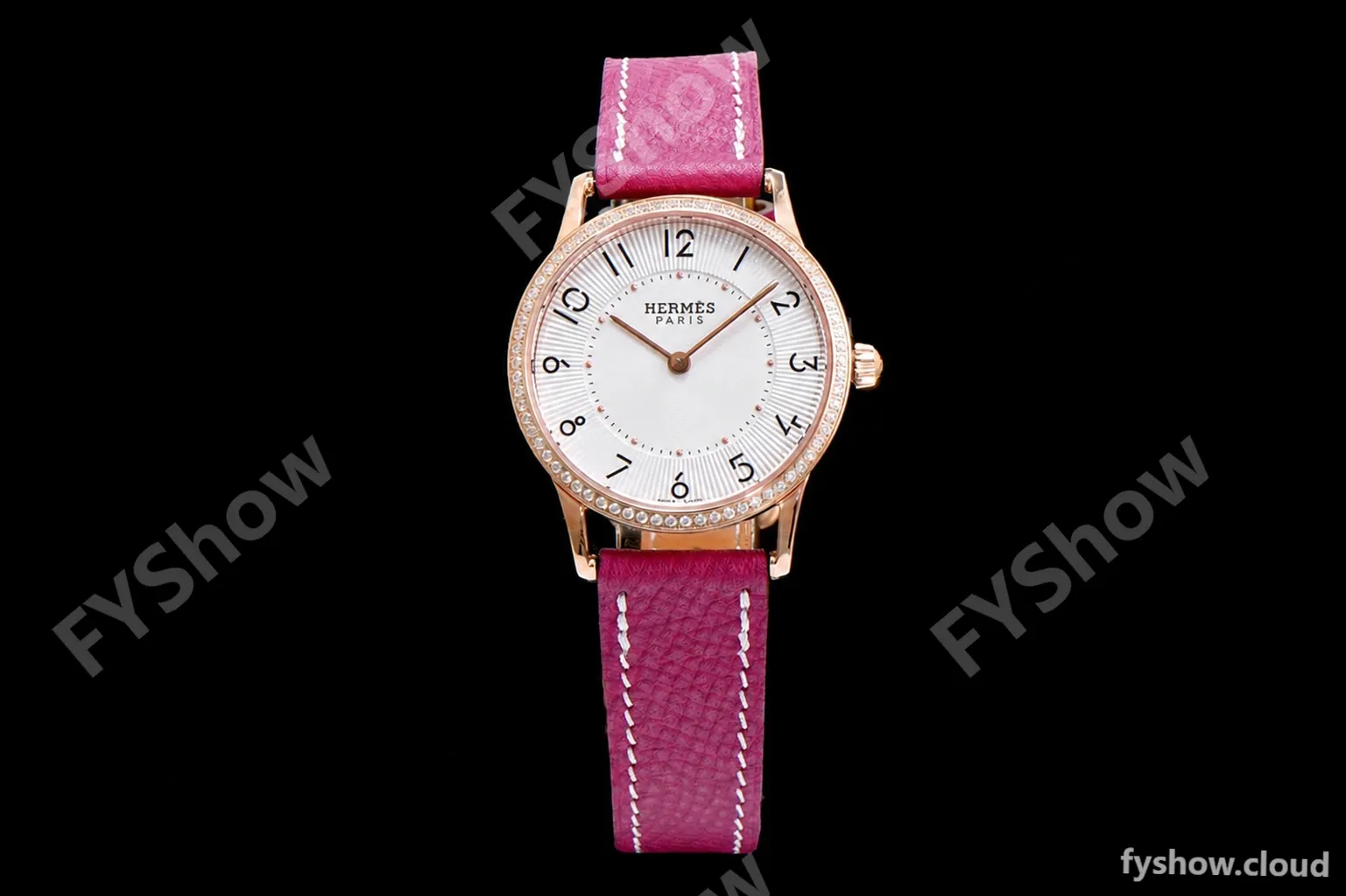 Hermes Slim D Series RG/LE BVF Wht/Red Diams Quartz - Image 2