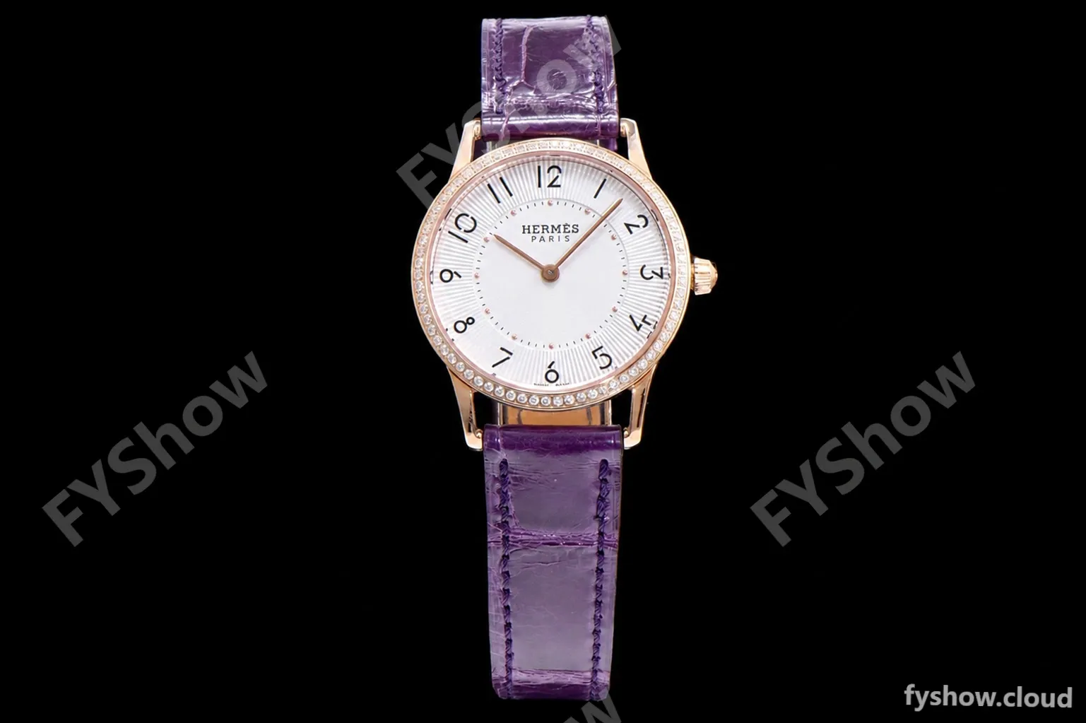 Hermes Slim D Series RG/LE BVF Wht/Per Diams Quartz - Image 2