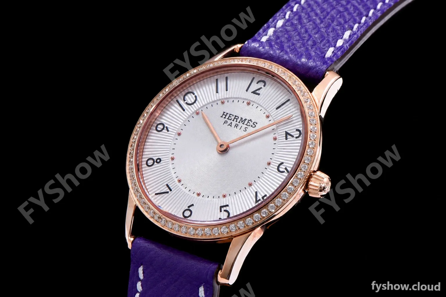 Hermes Slim D Series RG/LE BVF Wht/Per Diams Quartz - Image 3