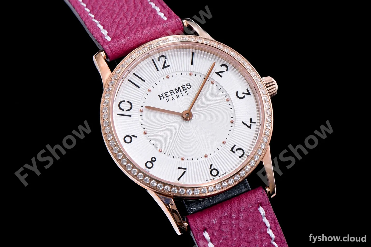 Hermes Slim D Series RG/LE BVF Wht/Red Diams Quartz - Image 4