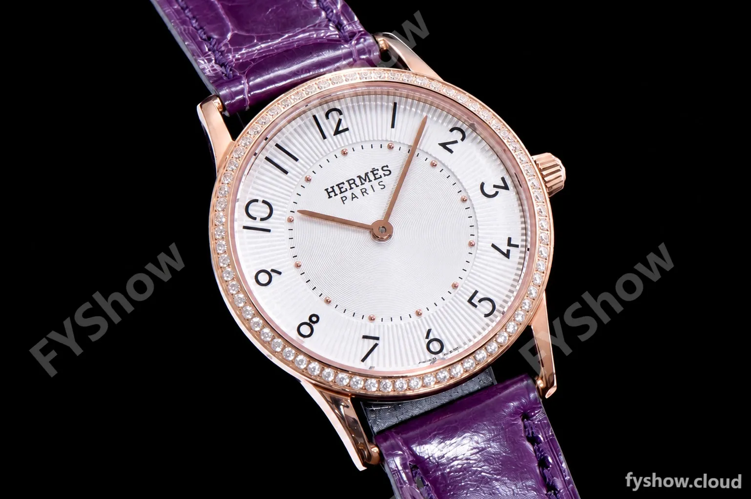 Hermes Slim D Series RG/LE BVF Wht/Per Diams Quartz - Image 4