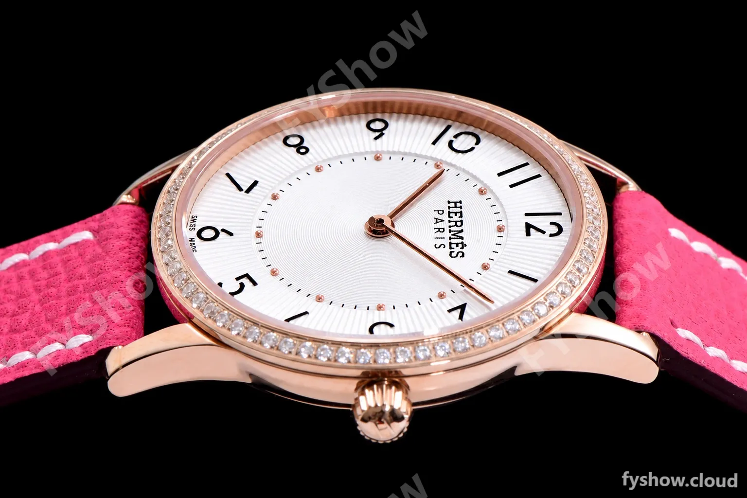Hermes Slim D Series RG/LE BVF Wht/Pin Diams Quartz - Image 6