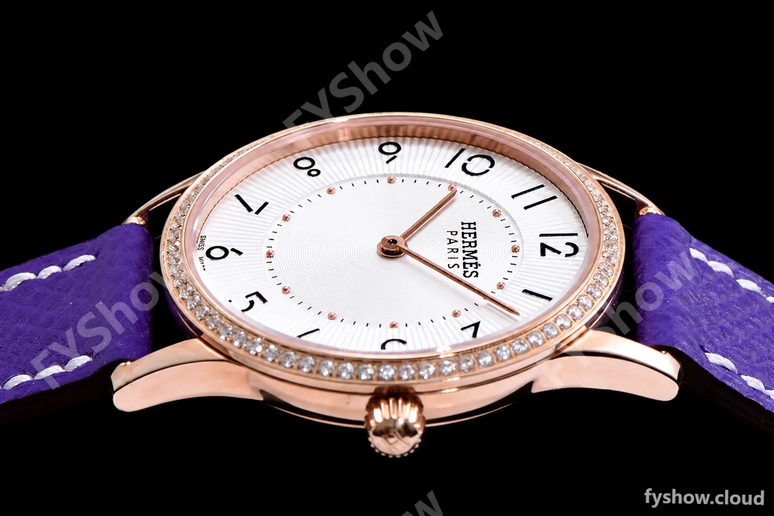 Hermes Slim D Series RG/LE BVF Wht/Per Diams Quartz - Image 5