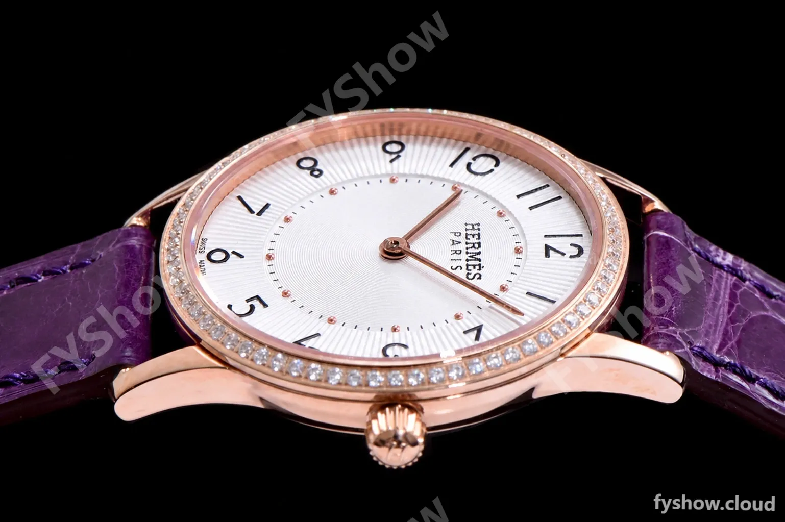Hermes Slim D Series RG/LE BVF Wht/Per Diams Quartz - Image 5