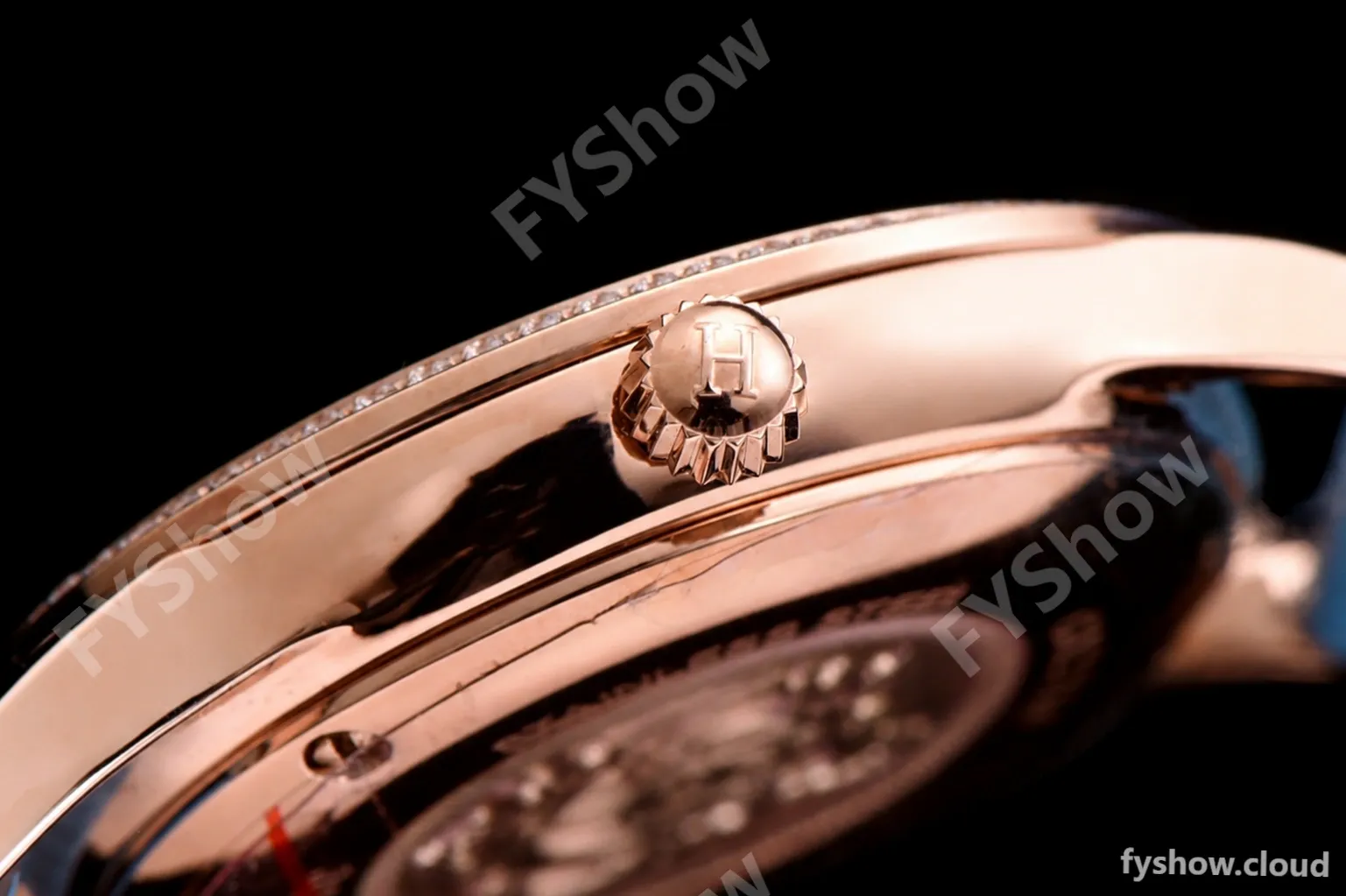Hermes Slim D Series RG/LE BVF Wht/Blu Diams Quartz - Image 9