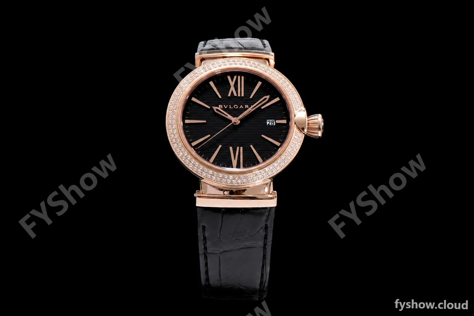 Bvlgari LVCEA Series RG/LE Blk/Blk Diams BVF Automatic
