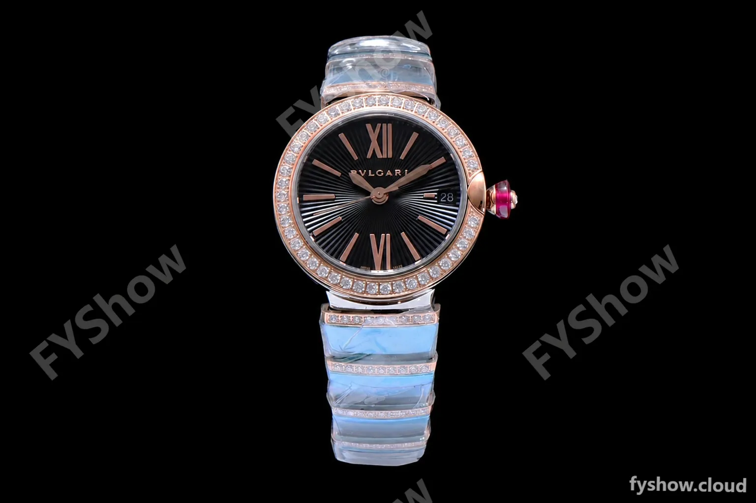Bvlgari LVCEA Series Diamonds RG/RG TT Blk BVF Automatic/Quartz