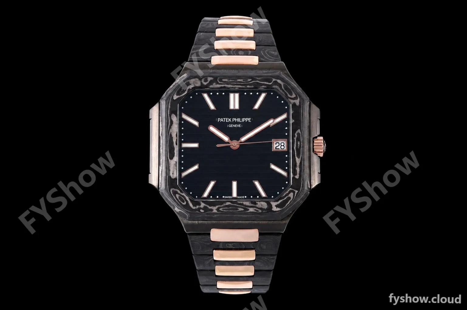 Patek Philippe - Cubitus 7128 40mm Black Carbon/RG Black Dial DIWF A324