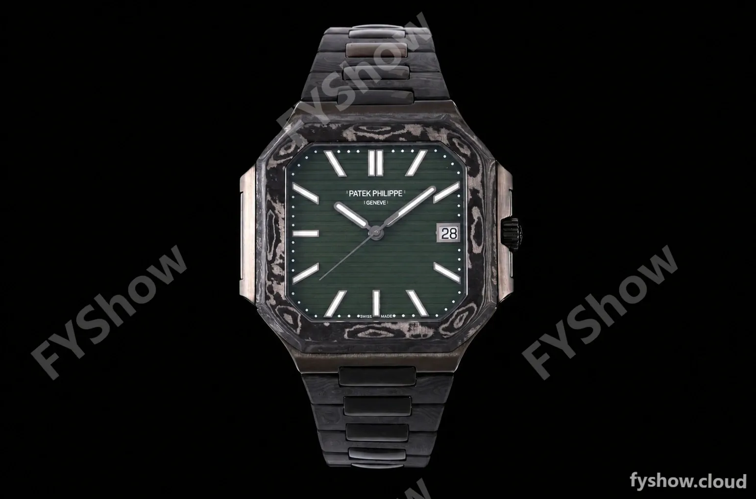 Patek Philippe - Cubitus 7128 40mm Black Carbon Green Dial DIWF A324