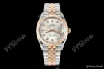 Rolex - Datejust 126231 36mm Jub Flt 904L RG/SS Silver Palm/Dia VSF VS3235
