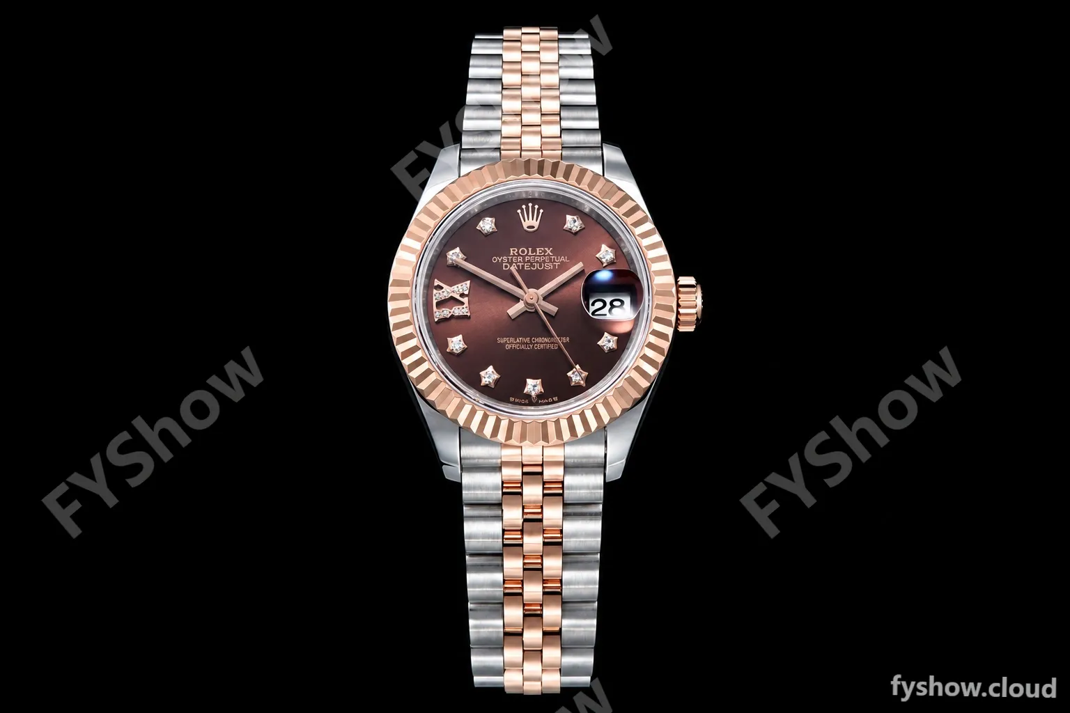 Rolex - DJ Ladies 28mm Jub Flt 904L RG/SS Brn/S-Dia GMF A2671