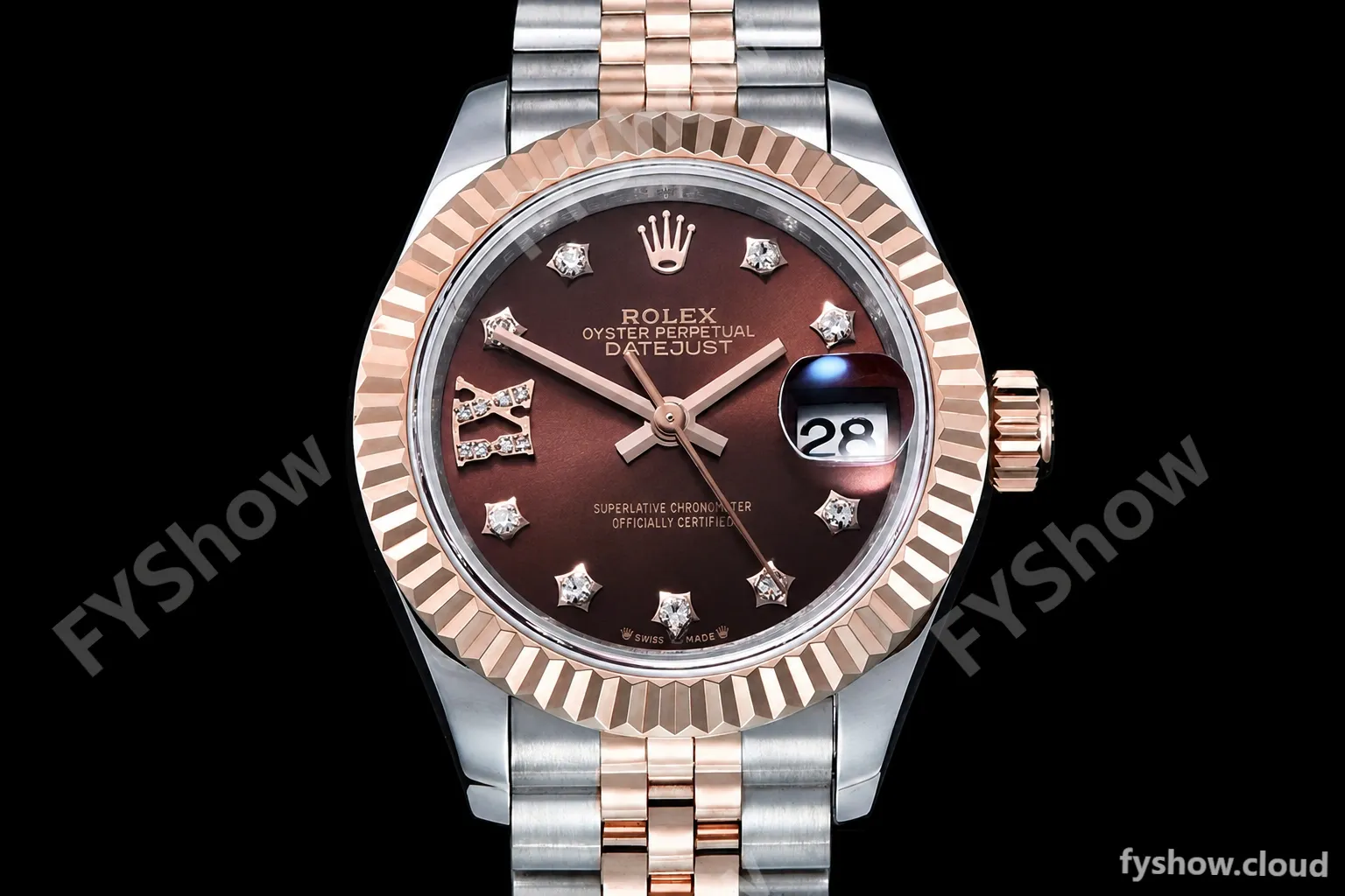 Rolex - DJ Ladies 28mm Jub Flt 904L RG/SS Brn/S-Dia GMF A2671 - Image 2
