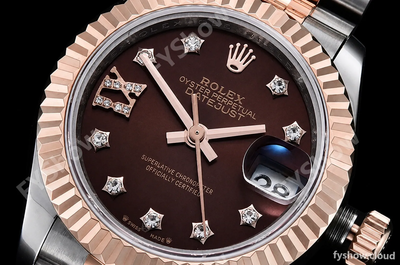 Rolex - DJ Ladies 28mm Jub Flt 904L RG/SS Brn/S-Dia GMF A2671 - Image 5