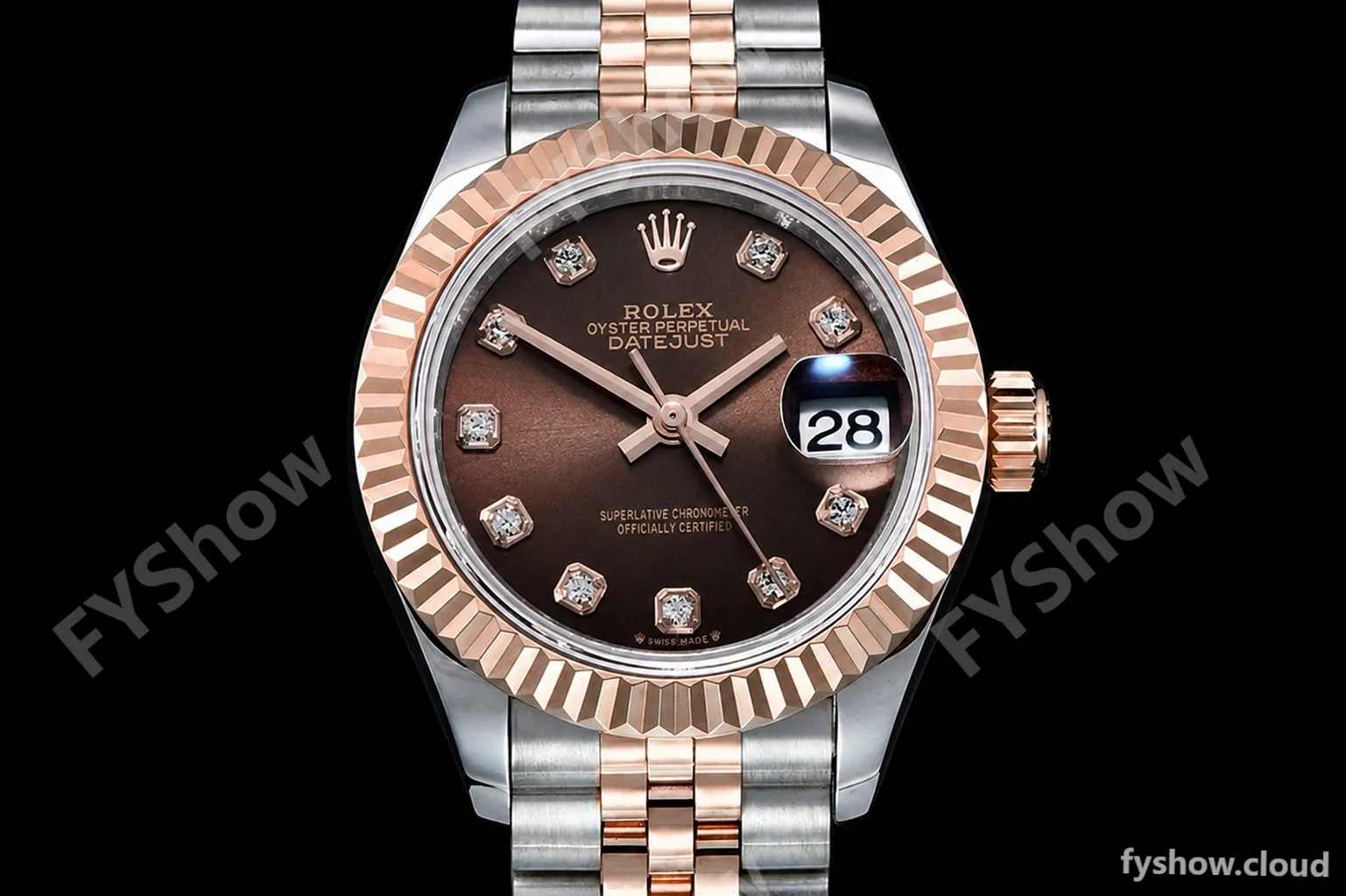 Rolex - DJ Ladies 28mm Jub Flt 904L RG/SS Brown/Dia GMF A2671 - Image 2