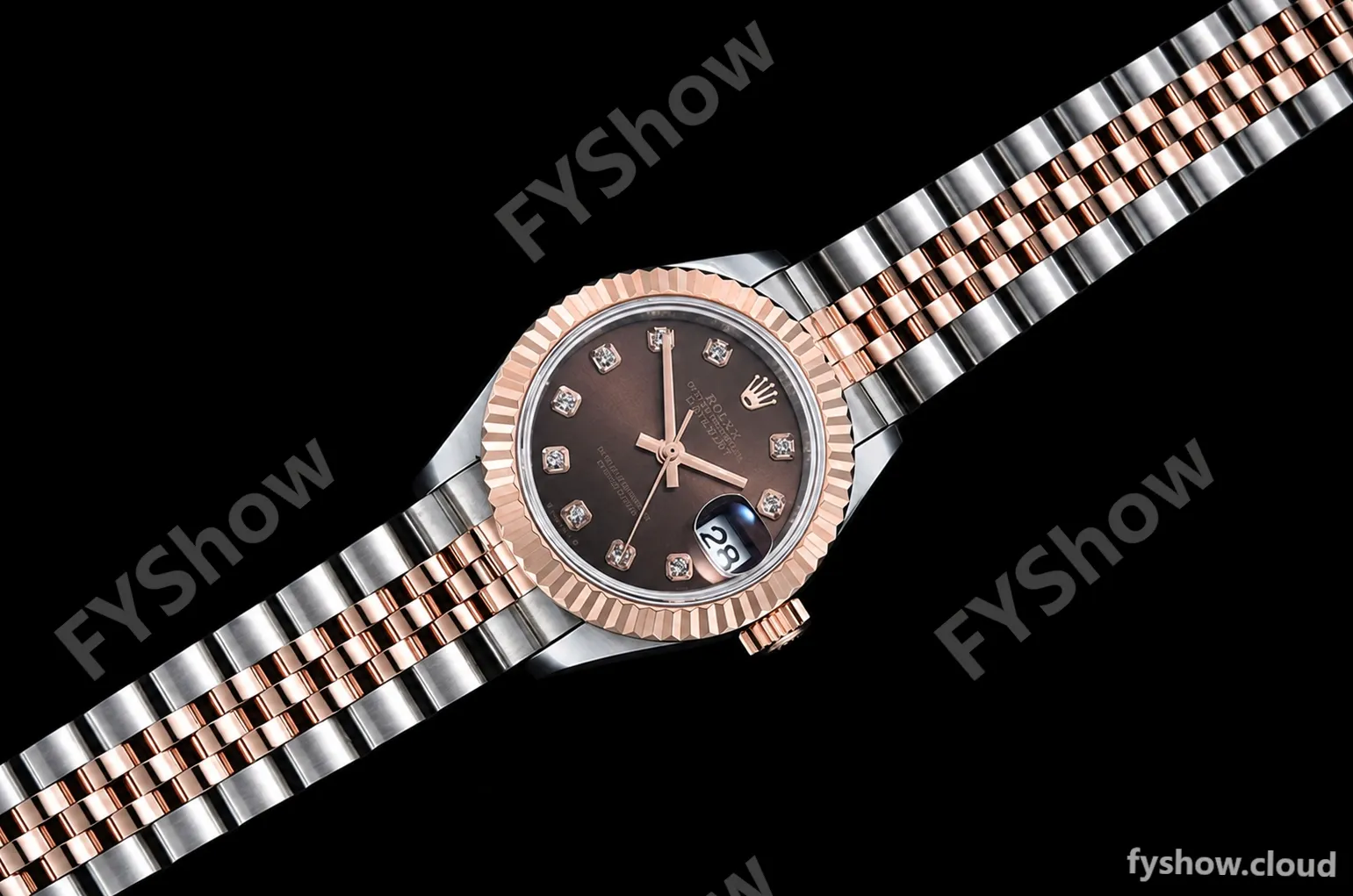Rolex - DJ Ladies 28mm Jub Flt 904L RG/SS Brown/Dia GMF A2671 - Image 3