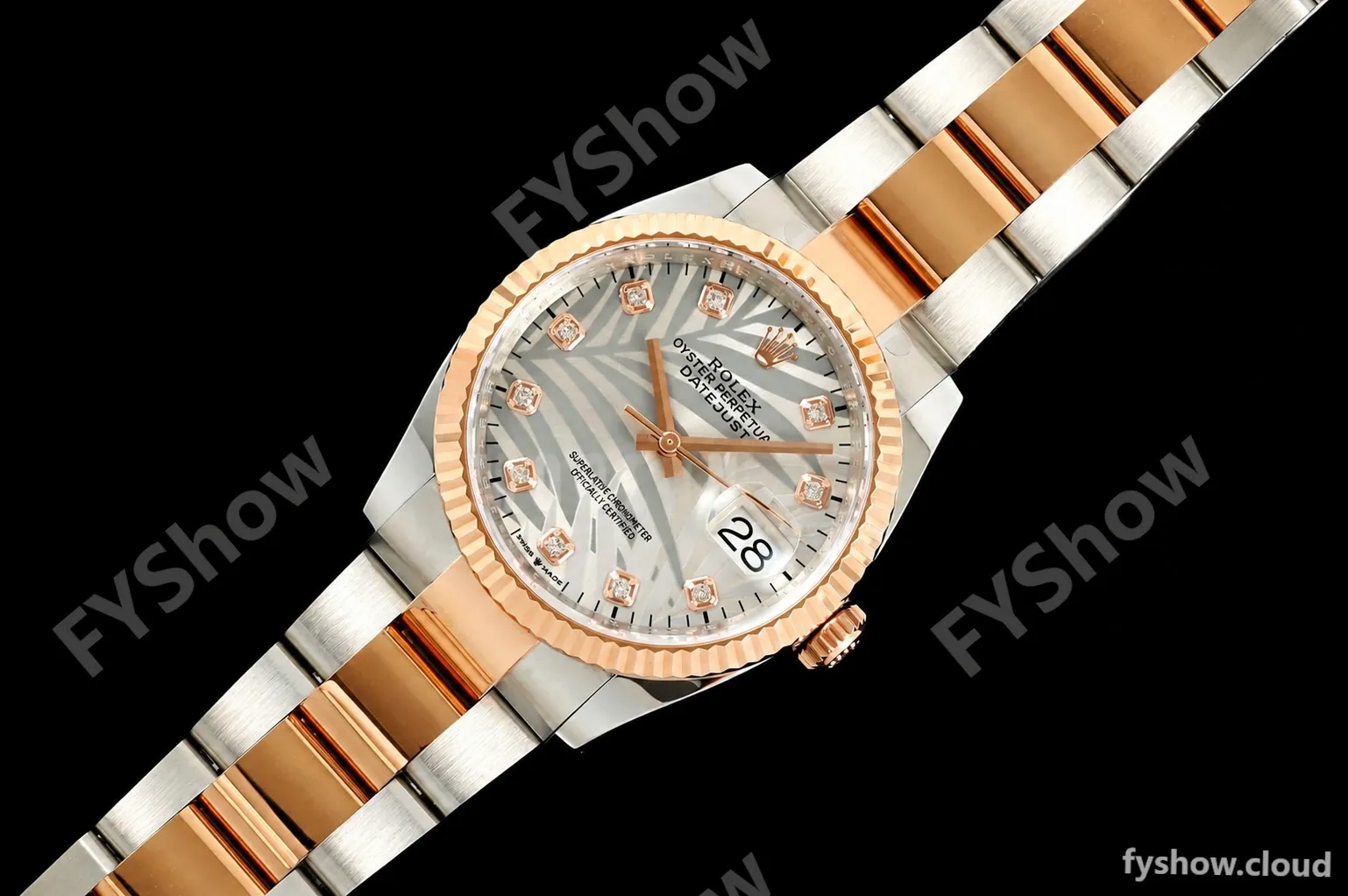 Rolex - Datejust 126231 36mm Oys Flt 904L RG/SS Silver Palm Motif Dial ARF SH3235 - Image 26