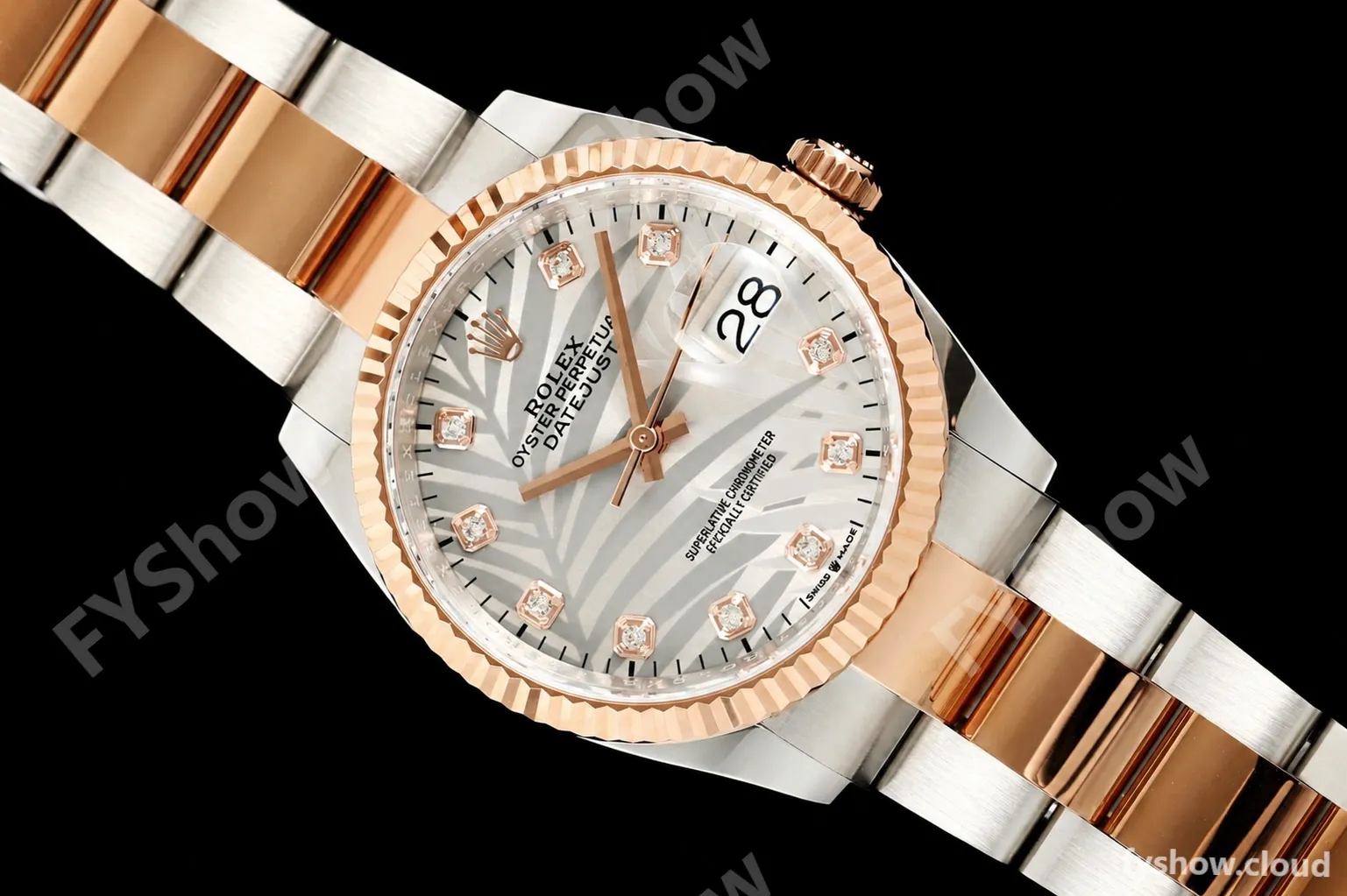 Rolex - Datejust 126231 36mm Oys Flt 904L RG/SS Silver Palm Motif Dial ARF SH3235 - Image 27