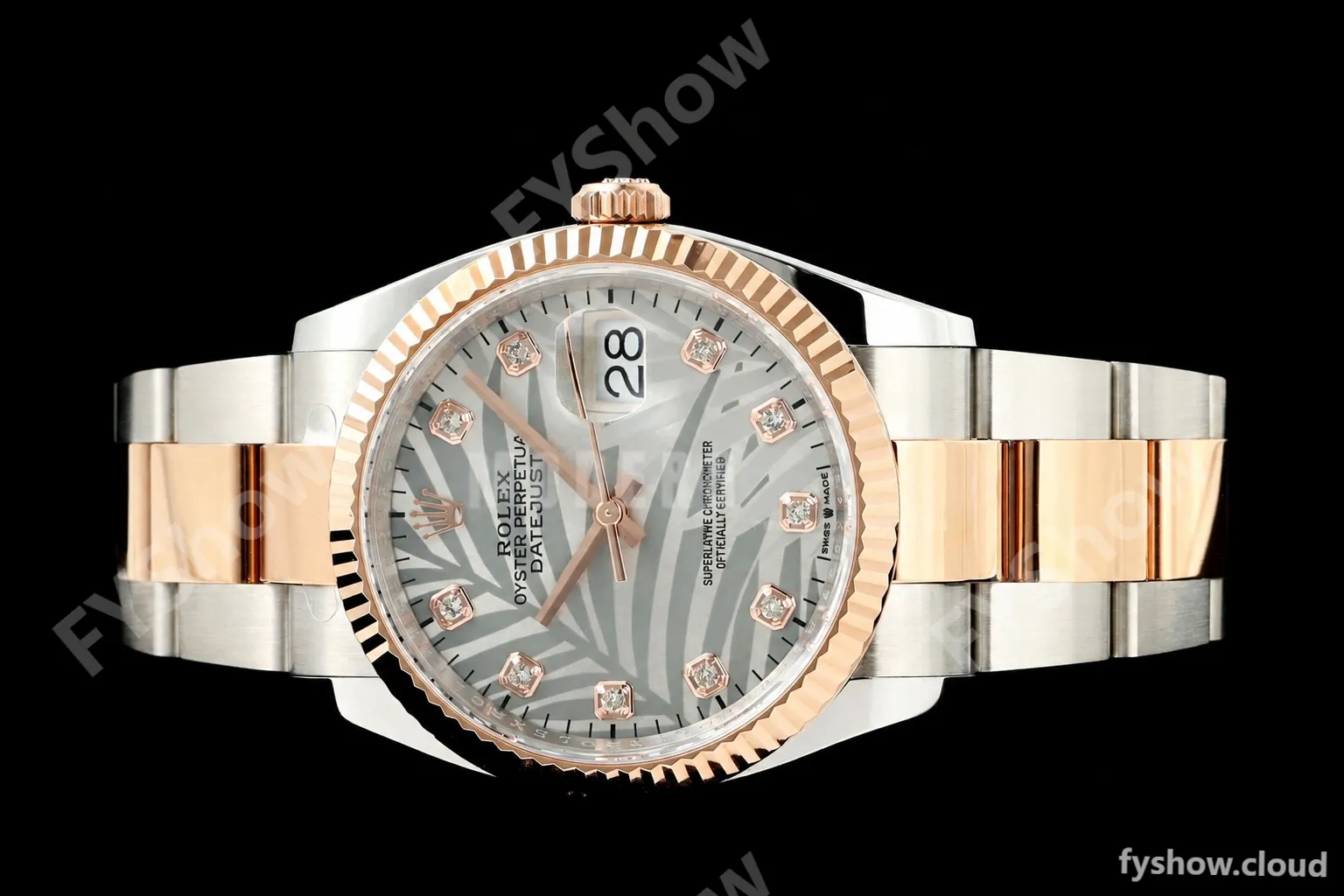 Rolex - Datejust 126231 36mm Oys Flt 904L RG/SS Silver Palm Motif Dial ARF SH3235 - Image 4