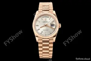 Rolex - DayDate 36mm 128235 Flt Pres RG/RG Silv/Dia V5 QF VR3255