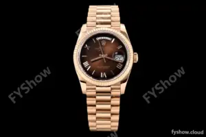 Rolex - DayDate 36mm 128235 Flt Pres RG/RG Brn/Rmn V5 QF VR3255