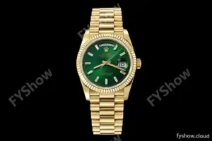 Rolex - DayDate 36mm 128238 Flt Pres YG/YG Grn/Dia V5 QF VR3255