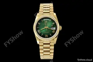 Rolex - DayDate 36mm 128238 Flt Pres YG/YG Grn/Rmn V5 QF VR3255