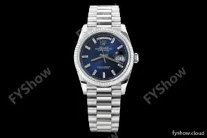 Rolex - DayDate 36mm 128239 Flt Pres SS/SS Blue/Dia V5 QF VR3255