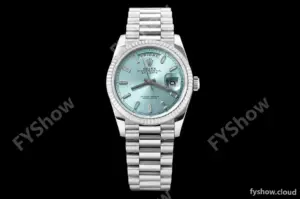 Rolex - DayDate 36mm 128236 Flt Pres SS/SS I-Blue/Dia V5 QF VR3255