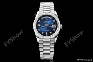 Rolex - DayDate 36mm 128239 Flt Pres SS/SS G-Blue/Dia V5 QF VR3255