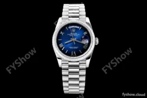 Rolex - DayDate 36mm 128239 Flt Pres SS/SS G-Blue/Rmn V5 QF VR3255